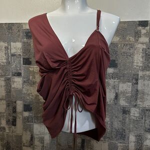 Free People Cropped Top SP Bella Reddish Brown Blouse NWOT